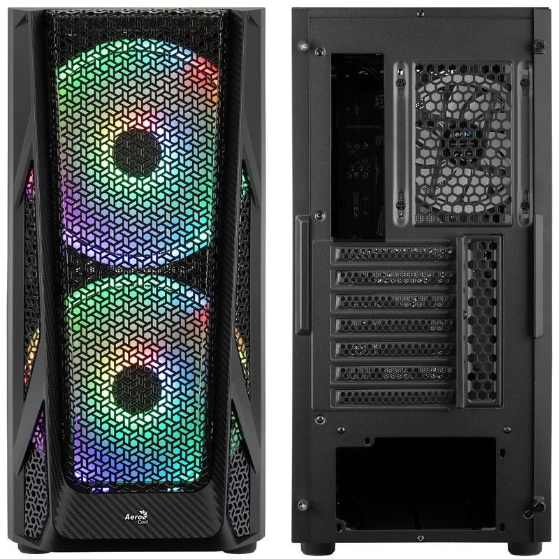 Aerocool AirHawk Duo Midi-Tower, Vidro Temperado - Black