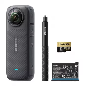 Insta360 X4 Adventure Bundle - Câmara 360° 8K com selfie stick, bateria adicional, cartão 64GB