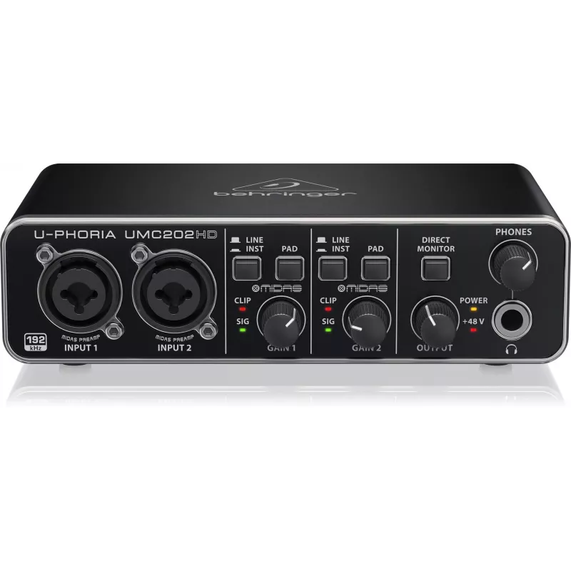 Behringer UMC202HD Interface de Áudio USB com Pré-amplificadores MIDAS