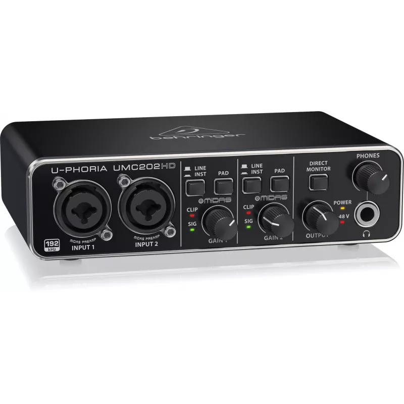 Behringer UMC202HD Interface de Áudio USB com Pré-amplificadores MIDAS