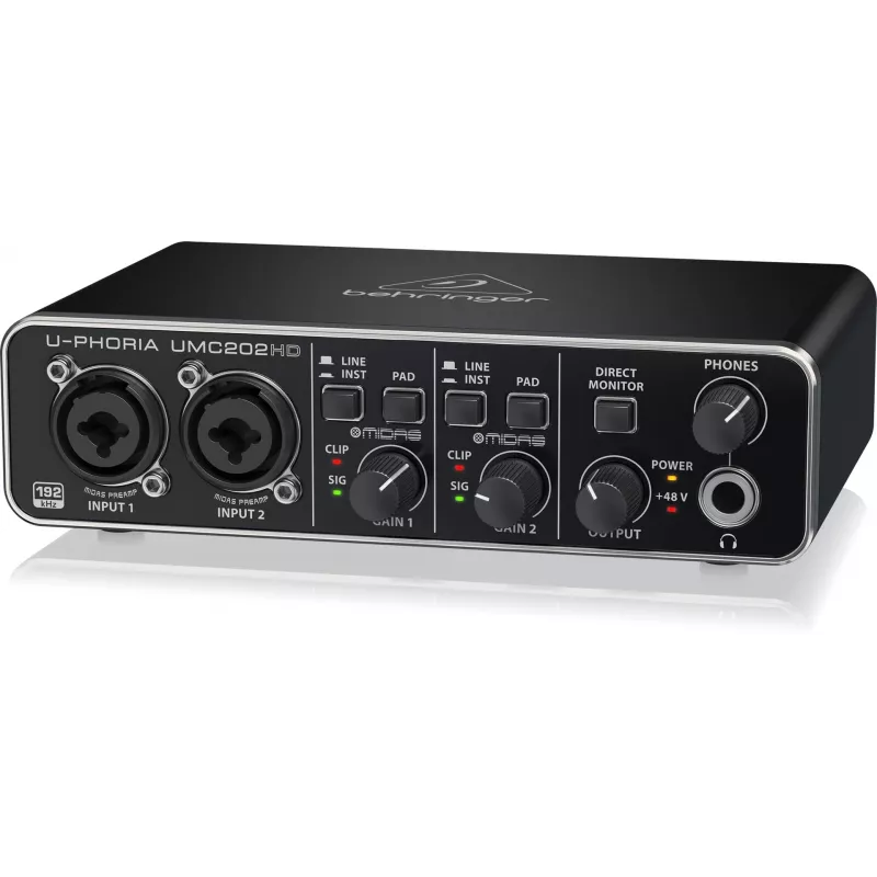 Behringer UMC202HD Interface de Áudio USB com Pré-amplificadores MIDAS