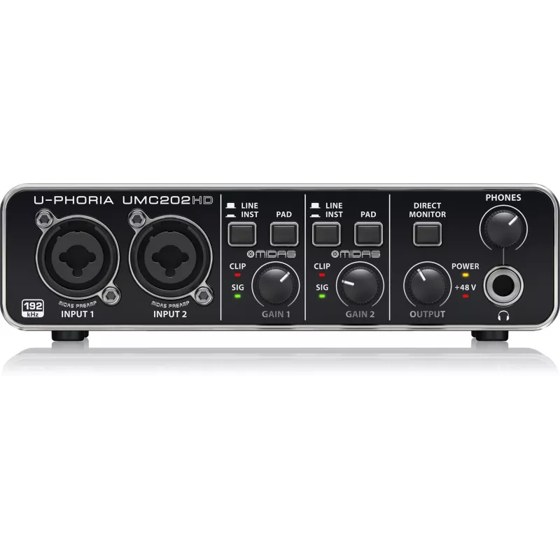 Behringer UMC202HD Interface de Áudio USB com Pré-amplificadores MIDAS