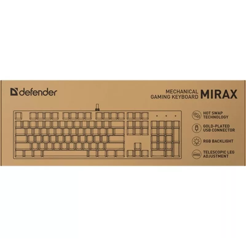 Defender Mirax GK-352 Teclado Gaming Mecânico, Outemu Blue Switches, Iluminação RGB, Com Fios USB, Preto