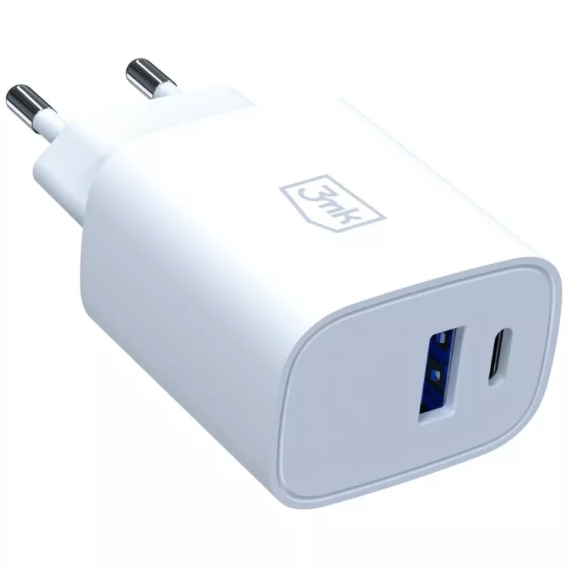 Carregador de parede 3MK FlowPower 30W USB-A USB-C PD 3.0 QC 4+ branco