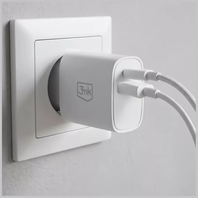 Carregador de parede 3MK FlowPower 30W USB-A USB-C PD 3.0 QC 4+ branco
