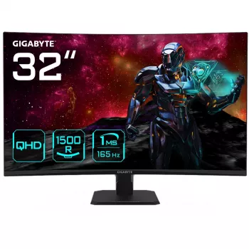 Monitor gaming curvo GIGABYTE GS32QC 31,5 polegadas QHD - 2560 x 1440, 1500R, 165Hz, 1ms, 300 cd/m², FreeSync Premium, HDR Ready, HDMI 2.0, DisplayPort 1.4