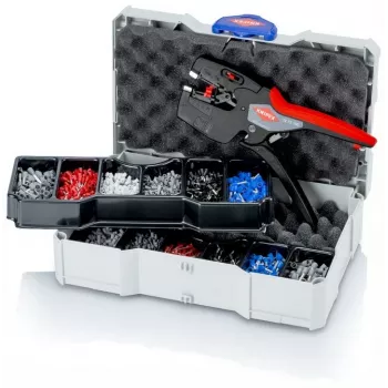 Conjunto de cravar KNIPEX 97 90 27 para terminais, 13 peças, 0,08-10 mm², autoajustável