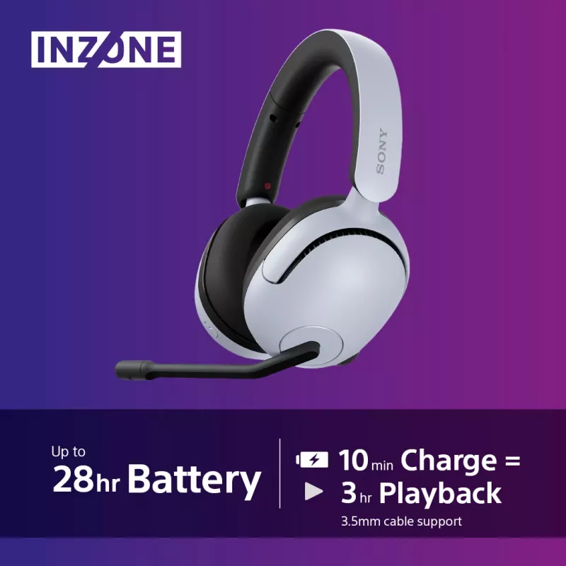 Headset gaming Sony INZONE H5 Wireless over-ear com microfone branco