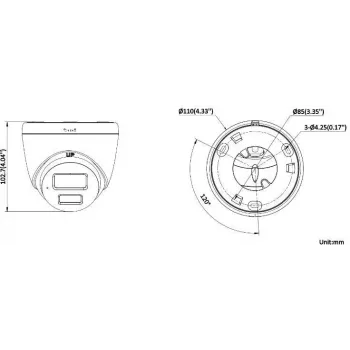 Câmara IP turret Hikvision DS-2CD1363G2-LIUF/SL 2,8mm 6MP com IR e luz branca