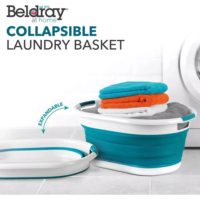 Cesto de roupa dobrável Beldray LA034816TQFEU7, branco/menta