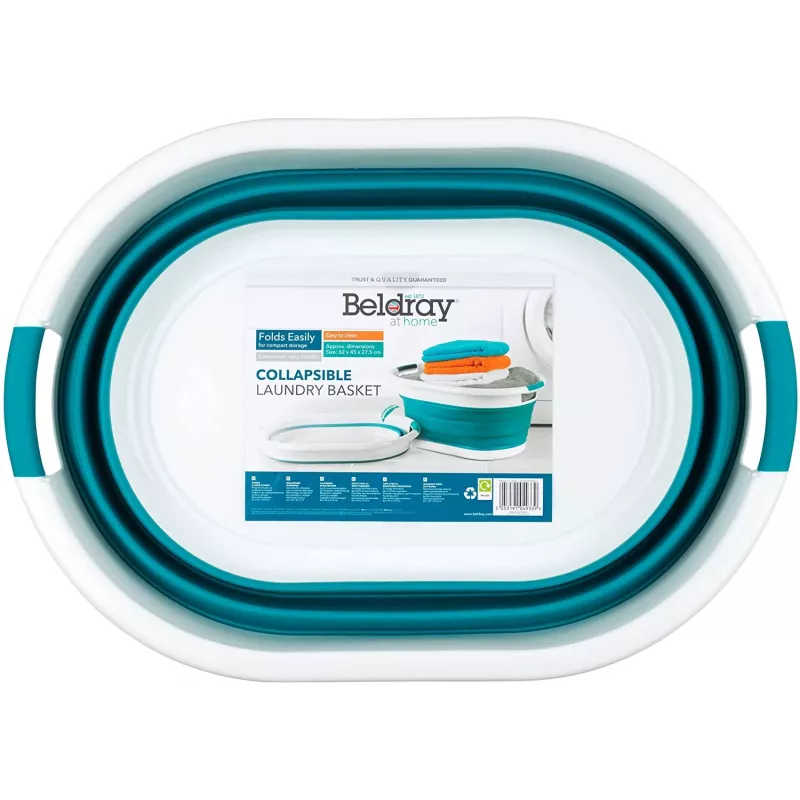 Cesto de roupa dobrável Beldray LA034816TQFEU7, branco/menta