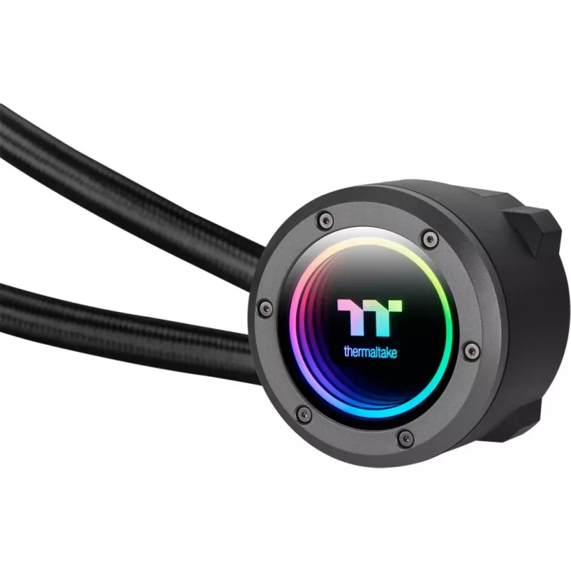 Refrigeração líquida all-in-one para CPU Thermaltake TH280 V2 ARGB, radiador 280mm, 2 ventoinhas PWM 140mm, placa fria de cobre, iluminação RGB endereçável