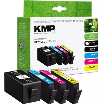 KMP PRINTTECHNIK multipack de tinteiros reciclados para HP 912XL (3YP34AE) - preto, ciano, magenta, amarelo - pack de 4 alta capacidade