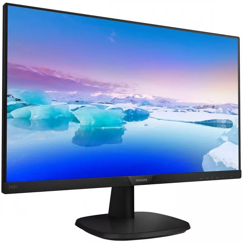 Monitor LED Philips V-Line 243V7QDSB 23,8 polegadas Full HD IPS - FlickerFree, modo LowBlue, 75Hz, VGA/DVI/HDMI