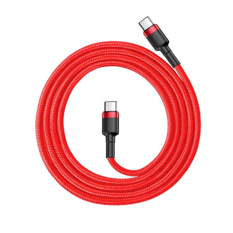 Cabo Baseus Cafule USB-C para USB-C 60W 1m vermelho