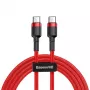Cabo Baseus Cafule USB-C para USB-C 60W 1m vermelho
