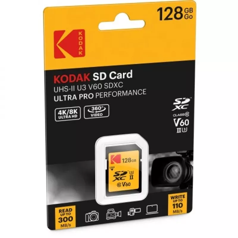Cartão de memória Kodak SDXC 128GB UHS-II U3 V60 Ultra Pro
