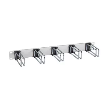 EFB-Elektronik Painel de gestão de cabos 19 polegadas 1U, 5 x suportes duplos de cabos 110 mm, painel frontal RAL9005 (preto profundo)