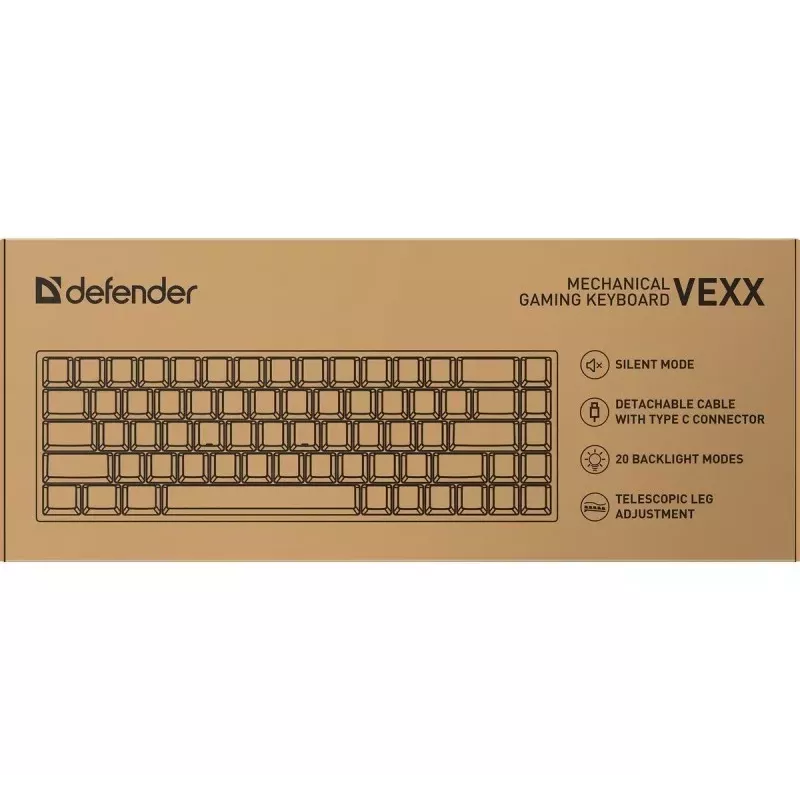 Defender VEXX GK-084 Teclado gaming mecânico, layout 75%, switches Outemu Red, branco