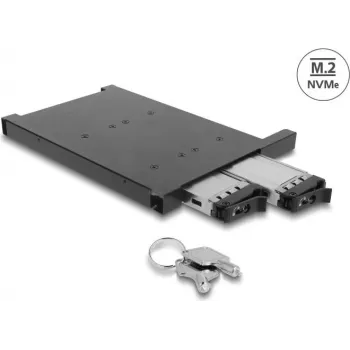 Moldura adaptadora Delock para 2 x SSD M.2 NVMe com ligação SFF-8654 para baía ODD slim de 12,7 mm (47138)