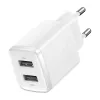 Carregador de parede universal compacto Baseus branco AC 10,5W 2 portas USB-A