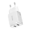 Carregador de parede universal compacto Baseus branco AC 10,5W 2 portas USB-A