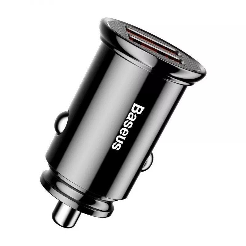 Carregador de carro Baseus Circular 2xUSB QC3.0 5A 30W (preto)
