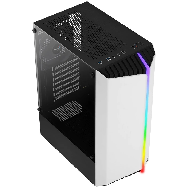 Aerocool Bionic V1 Midi-Tower, RGB, vidro temperado - preto/branco