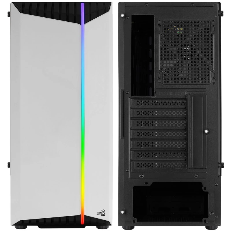Aerocool Bionic V1 Midi-Tower, RGB, vidro temperado - preto/branco