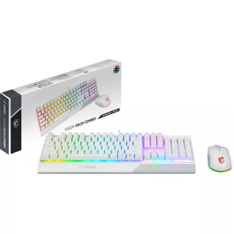 Conjunto de teclado e rato para gaming MSI Vigor GK30 Combo White (DE Layout)