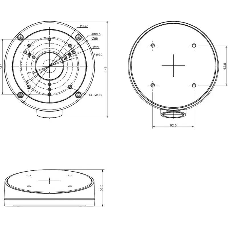 Hikvision DS-1281ZJ-S Caixa de ligação para câmaras dome/turret, branco, liga de alumínio