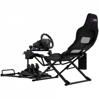 LORGAR FLEX RAF1 Sim Racing Cockpit Advanced, dobrável, 150x72x113 cm posição de jogo, 38x72x126 cm dobrado, preto