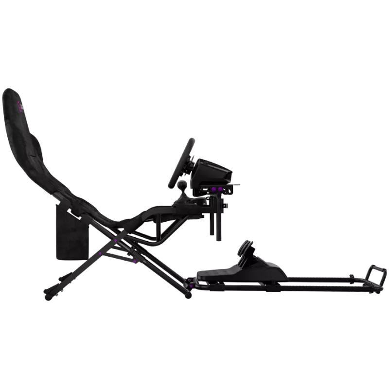 LORGAR FLEX RAF1 Sim Racing Cockpit Advanced, dobrável, 150x72x113 cm posição de jogo, 38x72x126 cm dobrado, preto