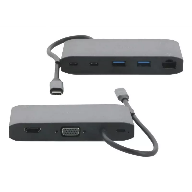 Estação de acoplamento Mobilis USB-C 8-em-1 100W PD HDMI 4K VGA cinzento espacial