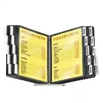 Sistema de exposição de mesa Durable Sherpa com 20 painéis A4, base preta