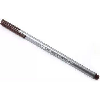 Caneta fineliner STAEDTLER triplus 334 - Van Dyck Brown - espessura de traço 0,3 mm - corpo triangular ergonómico - ponta com revestimento metálico - DRY SAFE