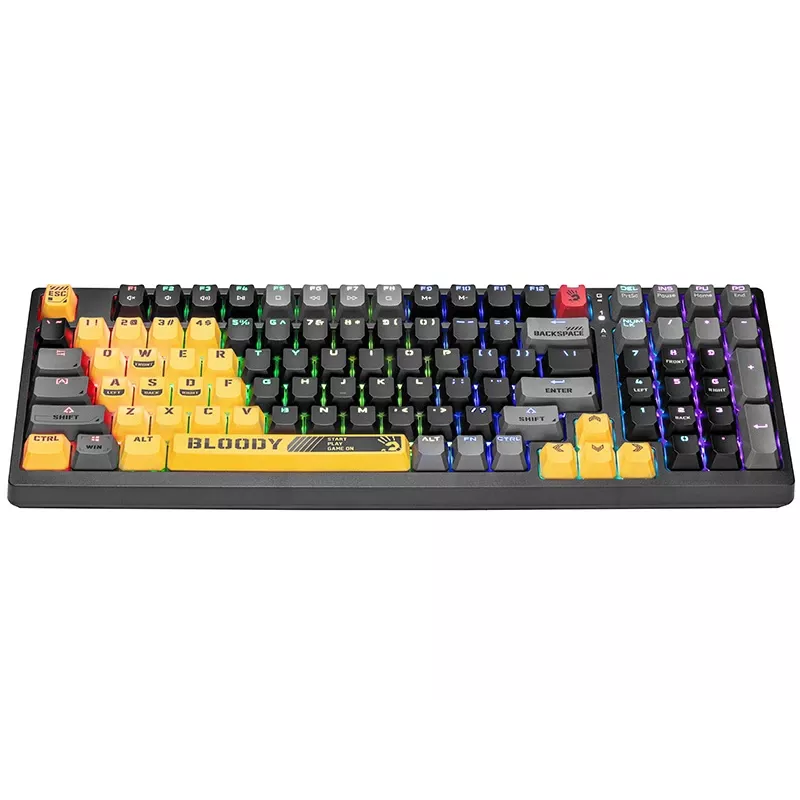 Teclado mecânico A4Tech Bloody S98 Sports Lime, switches BLMS Red Plus, 98 teclas compacto, retroiluminação RGB, USB-C removível