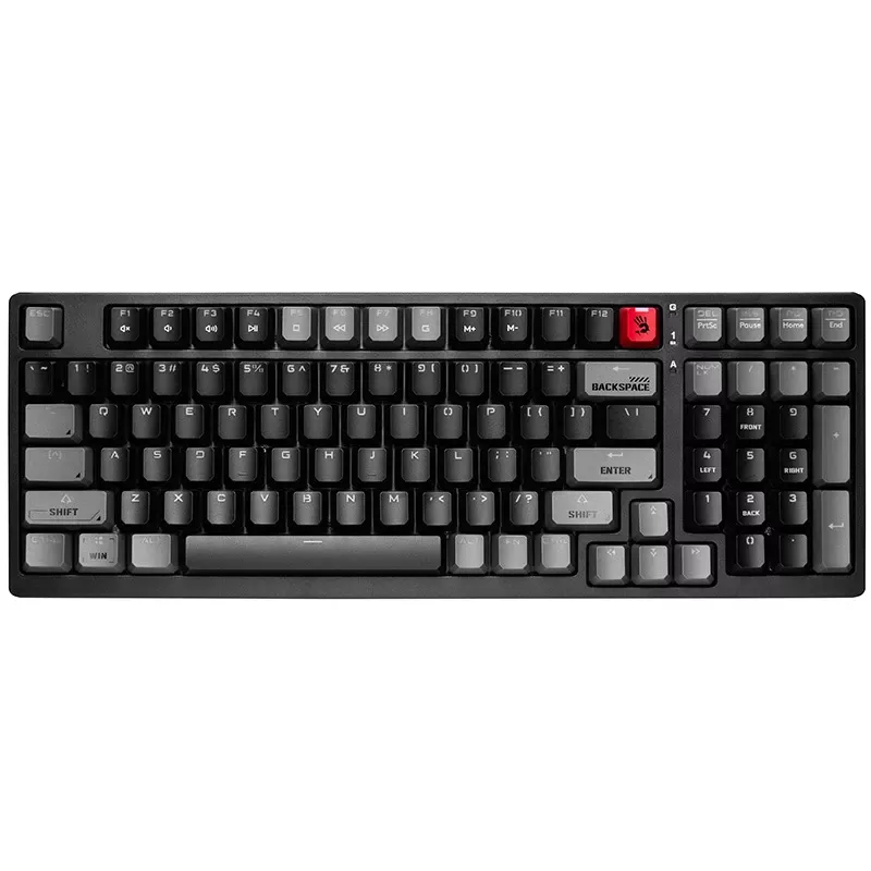 Teclado mecânico A4Tech Bloody S98 Sports Lime, switches BLMS Red Plus, 98 teclas compacto, retroiluminação RGB, USB-C removível