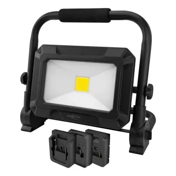 Luminária de trabalho LED ANSMANN 1600-0713 FL50W 18V com packs de bateria e placas adaptadoras