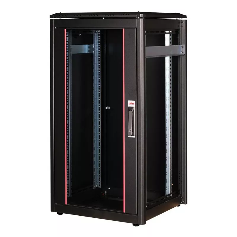 Armário de rede ROLINE 19 polegadas Pro 22U, 600x600 mm (LxP), porta de vidro, preto