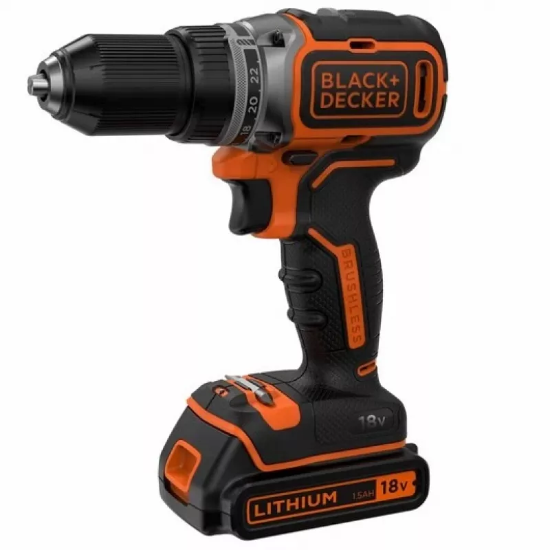 Black & Decker BL186KB-QW berbequim de percussão sem escovas a bateria 18V 1650 RPM (2 baterias de 1.5Ah, carregador, mala)