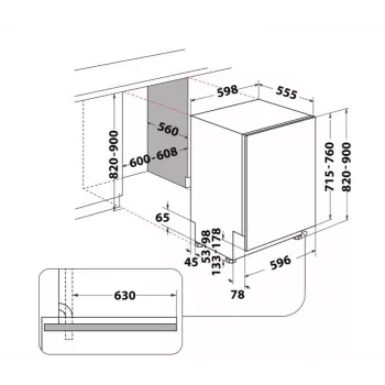 Máquina de lavar loiça totalmente integrada Whirlpool W7IHT40T, 14 conjuntos de louça, classe energética C, 40 dB, NaturalDry