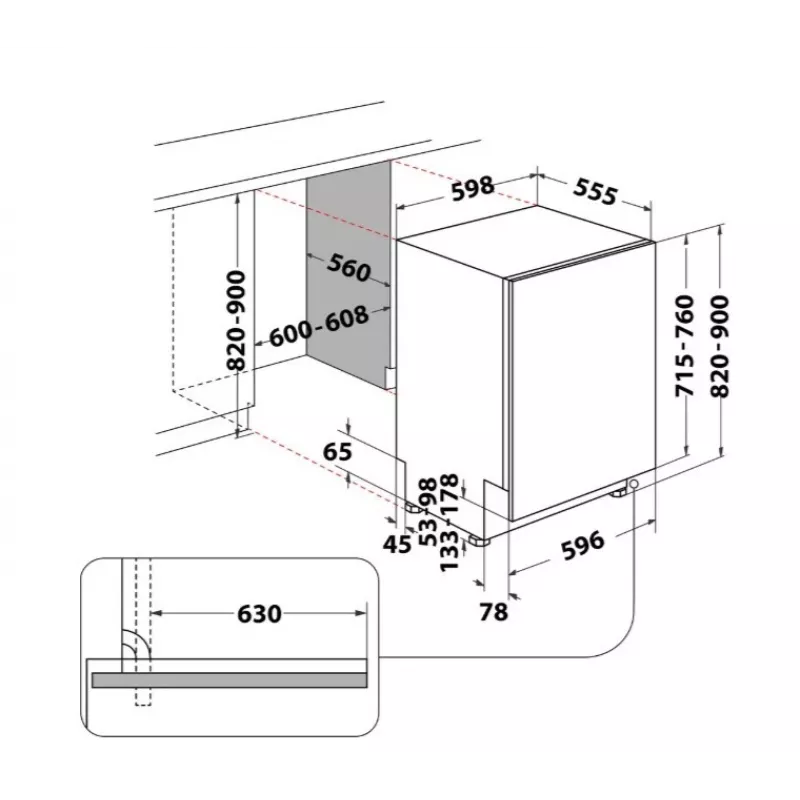Whirlpool W7IHT40T máquina de lavar loiça de encastrar, 15 conjuntos, 8 programas, 6th Sense, terceiro cesto, abertura automática da porta