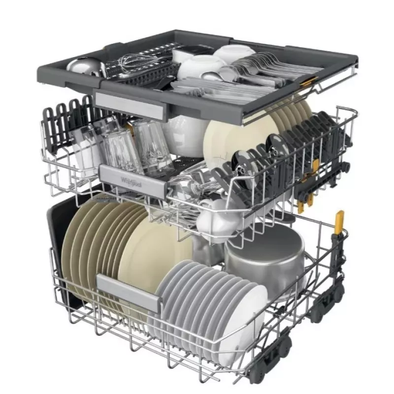 Whirlpool W7IHT40T máquina de lavar loiça de encastrar, 15 conjuntos, 8 programas, 6th Sense, terceiro cesto, abertura automática da porta