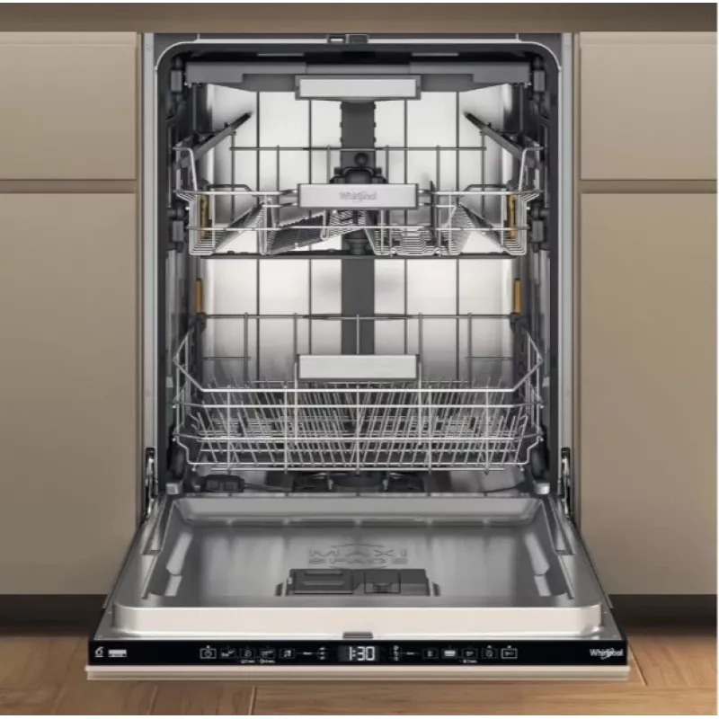 Whirlpool W7IHT40T máquina de lavar loiça de encastrar, 15 conjuntos, 8 programas, 6th Sense, terceiro cesto, abertura automática da porta