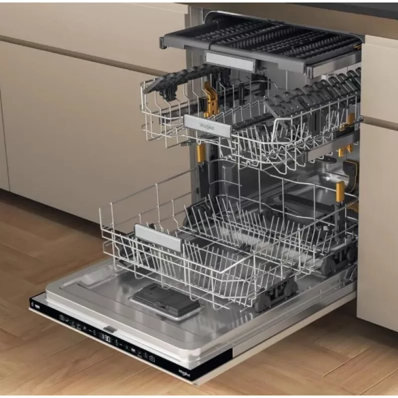 Whirlpool W7IHT40T máquina de lavar loiça de encastrar, 15 conjuntos, 8 programas, 6th Sense, terceiro cesto, abertura automática da porta