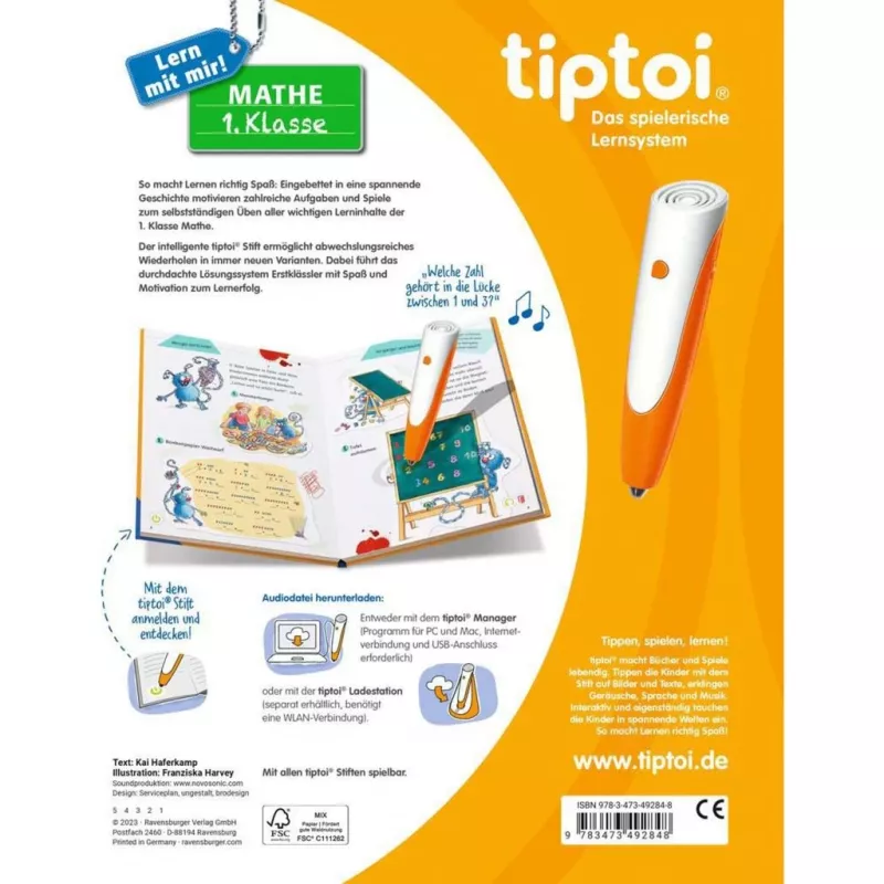 RAVENSBURGER tiptoi Aprende comigo! Matemática 1.º ano livro de aprendizagem interativo