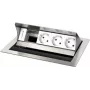 Caixa de ligação de mesa Kindermann CablePort standard² 4 vias - montagem sob o piso - 3x tomadas (tipo F) - prateado/preto