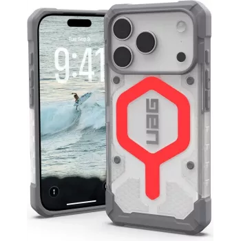 URBAN ARMOR GEAR UAG Pathfinder MagSafe capa e cordão destacável bundle para Apple iPhone 17 Pro - Active Lava (vermelho transparente) e preto/grafite