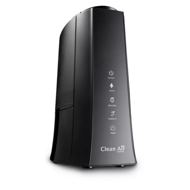Clean Air Optima CA-603 humidificador ultrassónico com ionizador, 5 l, até 45 m², aromaterapia, higróstato, ecrã LCD, telecomando, preto